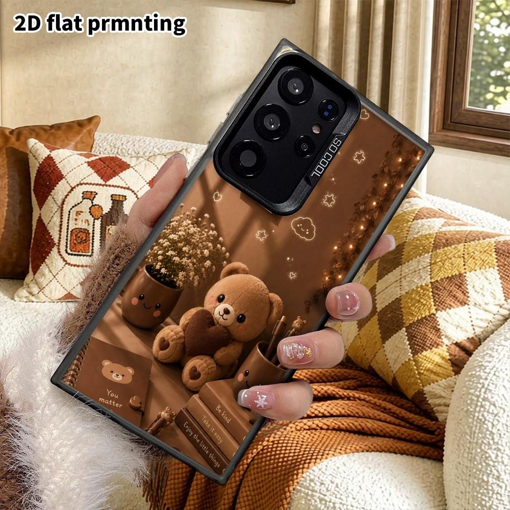 Чехол для телефона: 2D плоский защитный чехол для Samsung Galaxy A34 A35 M05 M06 S20 S22 S21 FE Plus 5G, стиль для пары, коричневый кофейный медведь, Рождество и Хэллоуин gi