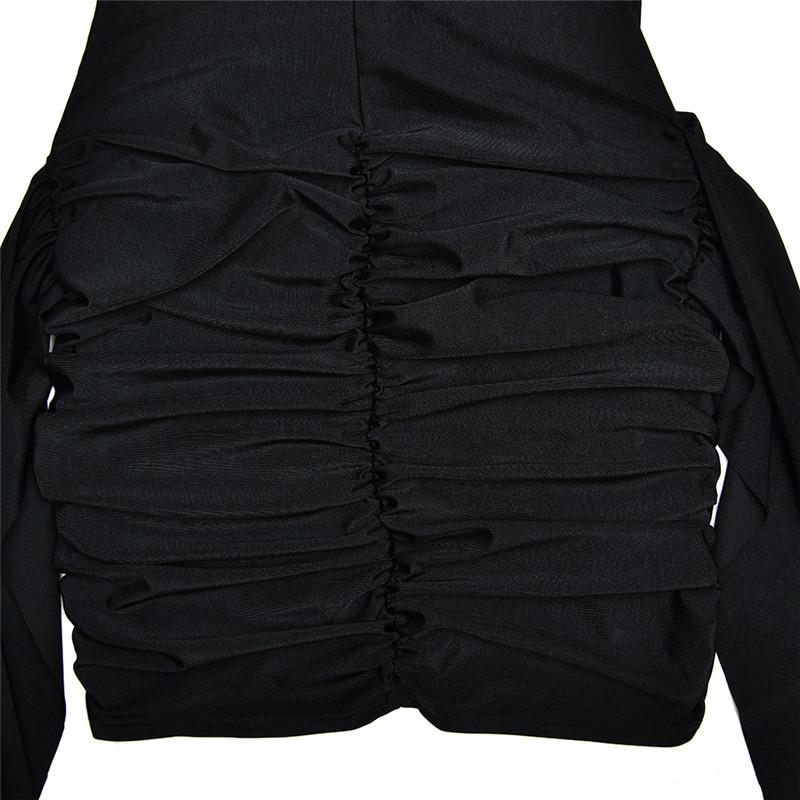 Turtleneck Sleeveless Sexy Irregular Ruched Tank Mini Dress