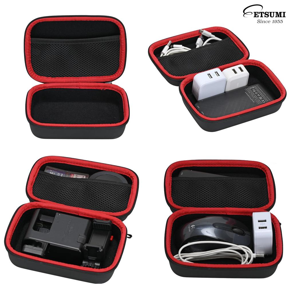 Etsumi Travel Pouch Case Gadget Pouch Accessory Box S Travel Business Trip Storage Small Item Organizer Black Semi-Hard Bag-in-Bag VE-2539
