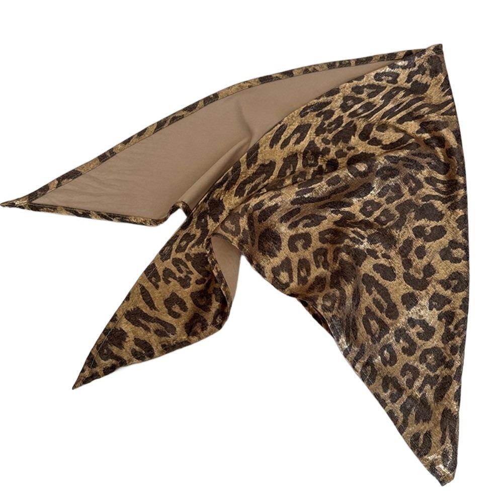Soft Wrap Leopard Print Hair Scarf Hip Hop Punk Bandana Headwear Triangular Headscarf Streetwear