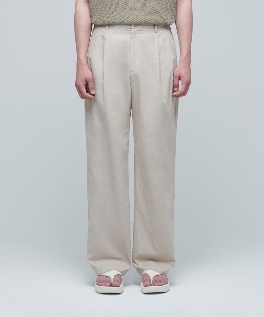 MUSINSA STANDARD Cotton Linen Two-Tuck Wide Pants [Light Beige]