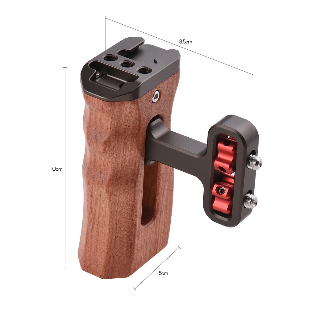 Universal Camera Cage Left Right Side Handle Wooden Hand Grip with 1 4 Screw Hole Cold Shoe Mount for Camera Cage