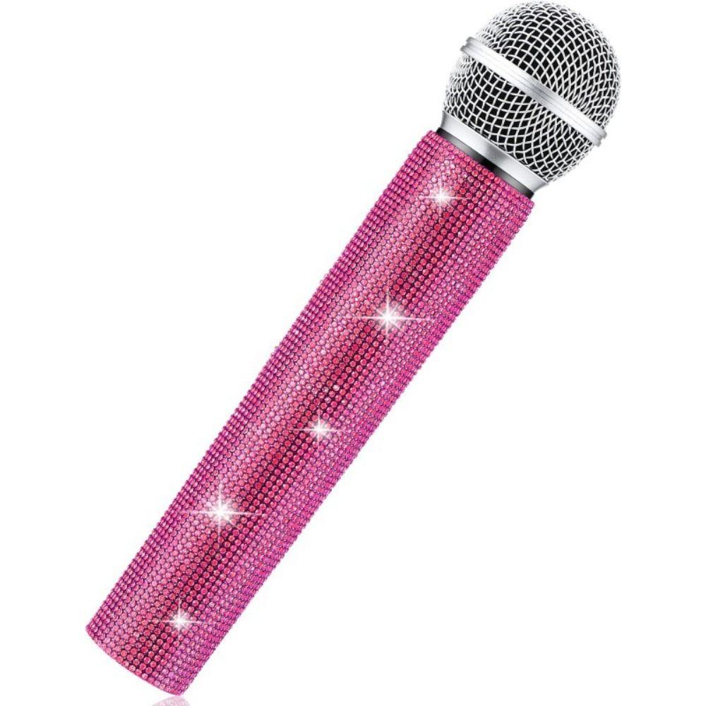 Sparkly Bling Rhinestones Microphone Decorative Sleeve Shining Mic Accessories  TV Show