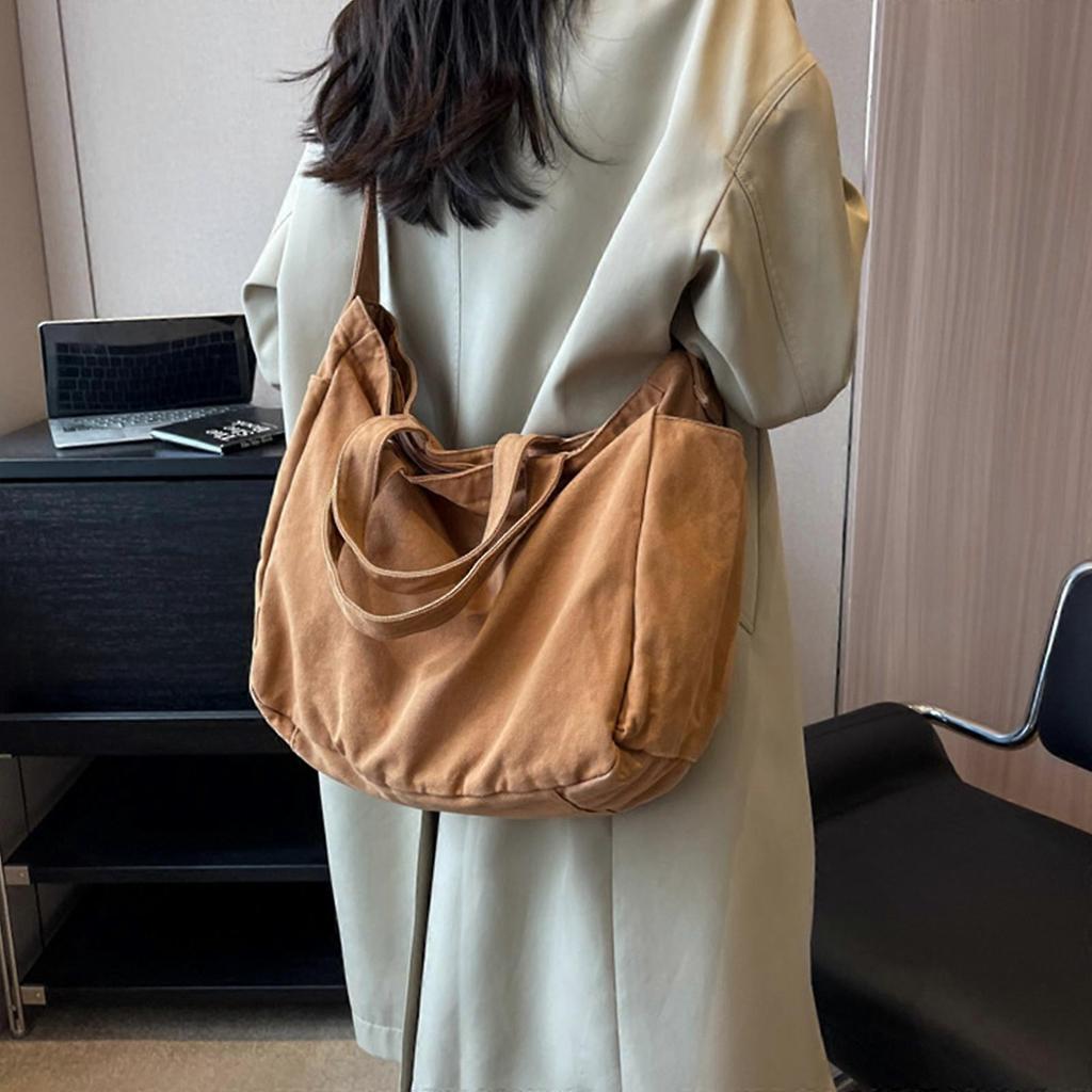 Versatile and Chic Canvas Single Shoulder Bag Japanese Style Crossbody Bgas Large Capacity Satchel Green