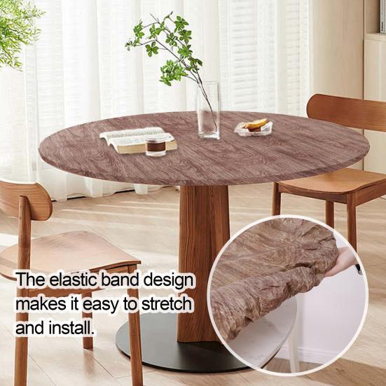 Круглый чехол для стола, водонепроницаемая скатерть с масляными протекторами и эластичными краями из дерева