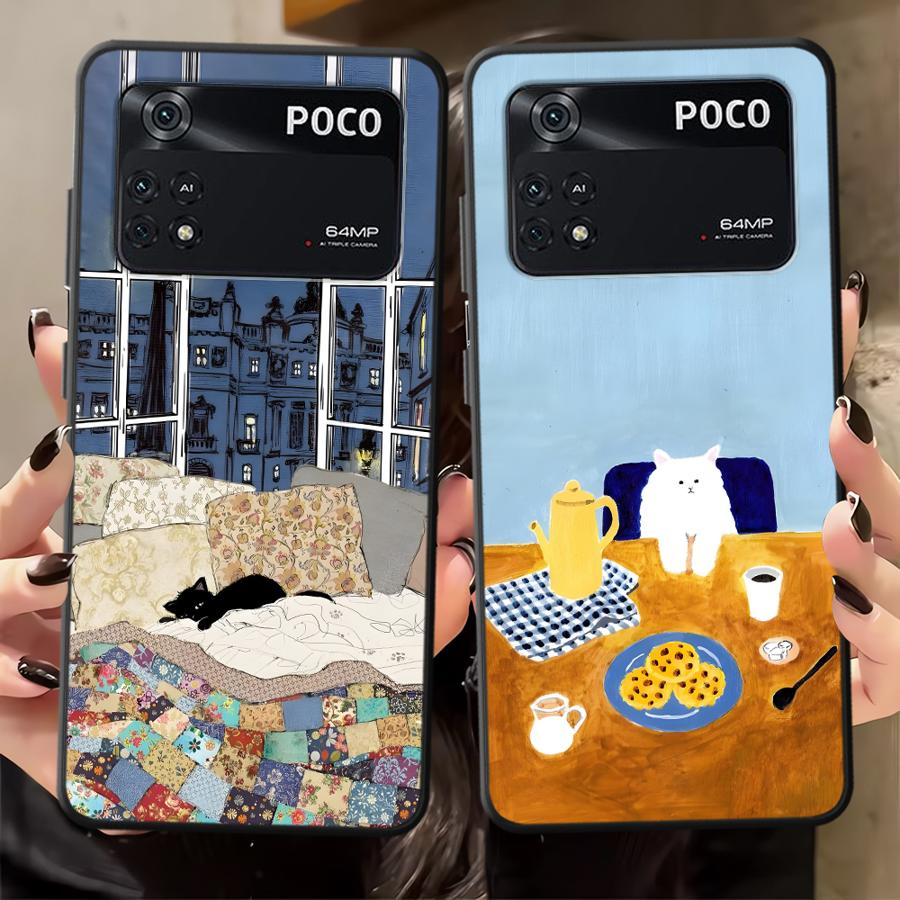 Мультяшный Кот Чехол для Телефона для Xiaomi Poco F8 C75 M3 M4 M7 C61 F3 F1 M5 C50 X3 X4 X5 X7 Pro C71