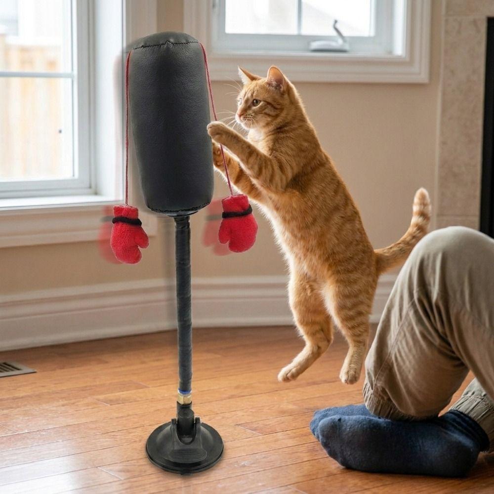 Suction Cup Cat Boxing Toy Self-standing Cat Boxing Game Pet Punching Bag Toy Kitten Teasing