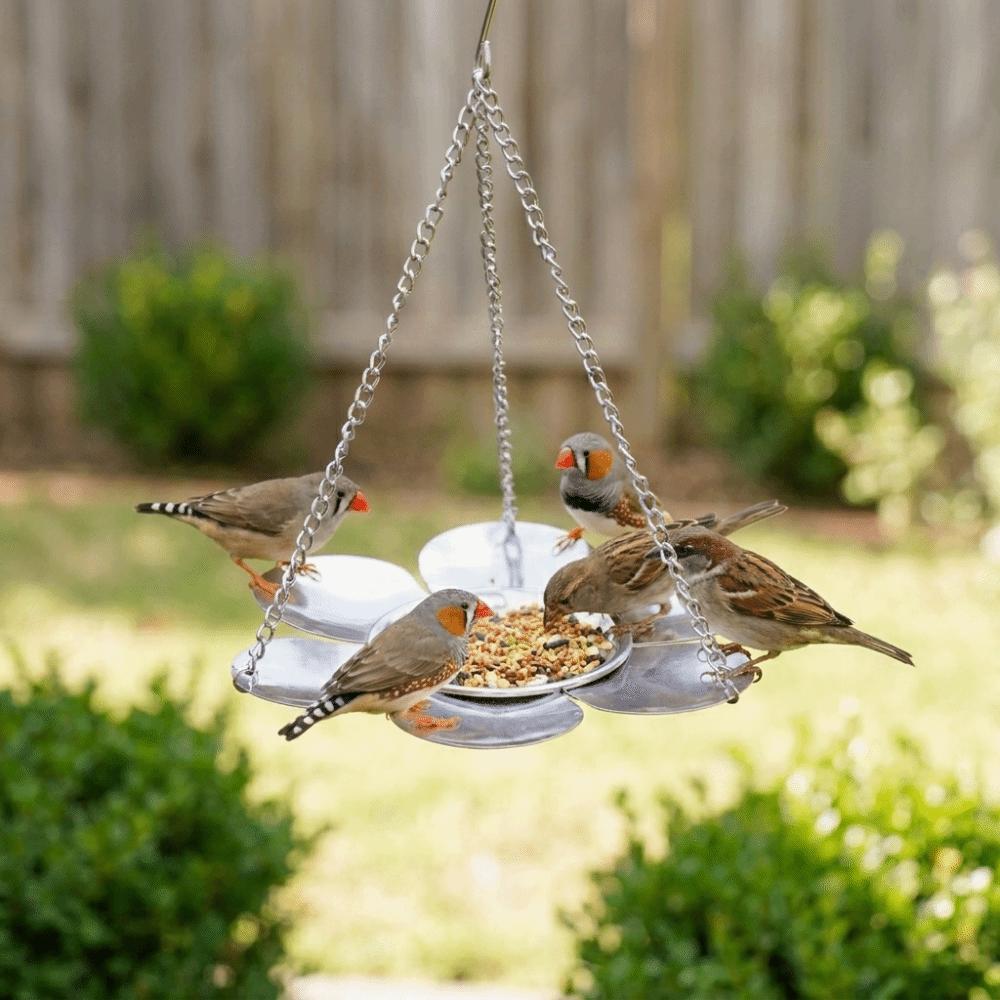 Metal Tray Hanging Bird Feeder Large Capacity Bird Bath Parrot Feeding Station Garden Decoration