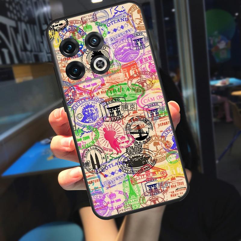 Ретро Открытка Штампы Паспорта Чехол Для OnePlus 12 12R 13 R 11 9 10 Pro 8T 9RT 10T OnePlus Nord N20 N30 CE 4 2 3 Lite