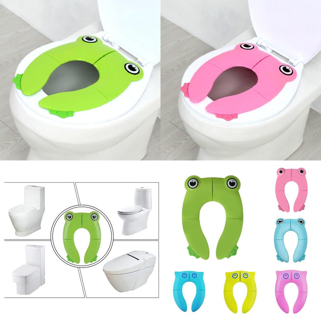 Настраиваемая Складная Портативная Подушка для Сиденья Унитаза 'Сова' для Детей Доступна в Зеленом Лягушонке, Розовом Лягушонке и Синем Лягушонке
