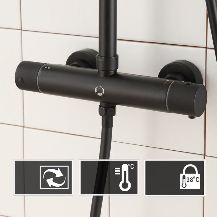 Термостатическая душевая колонна, душевая система + полотенцесушитель