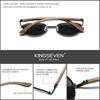 Kingseven 2022 New Handmade Walnut Wood Round Sunglasses Men Women Polarized Mirror Sun Glasses Male Steampunk Shades Oculos