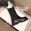 Mona Height-Boosting Women's Mid-Calf Chelsea Boots - British Style, Thick-Soled, Plus Velvet