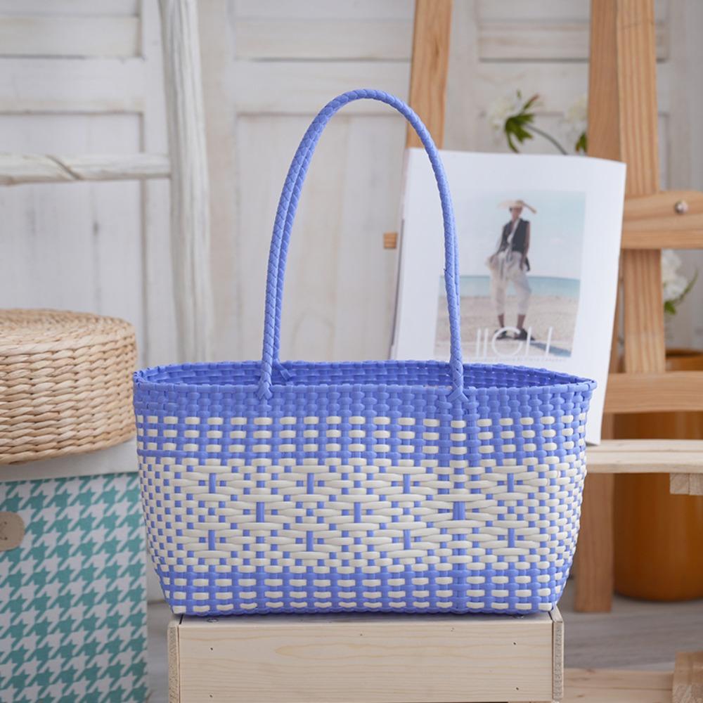 Vacation Style Weave Bag Hollow Out Plastic Handbag Trendy PVC Vegetable Basket Bag Shopping