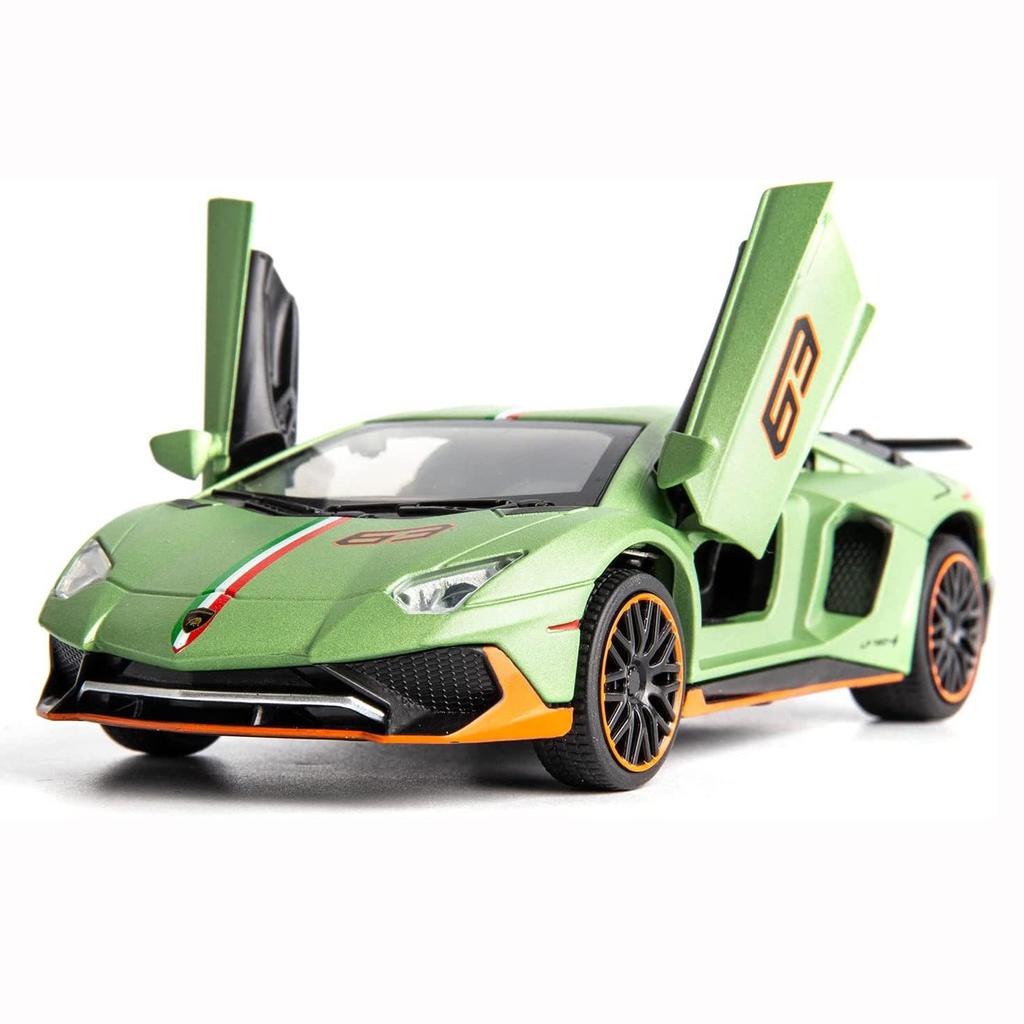 1:32 Scale Lambo LP780 Model Car, Zinc Alloy Pull Back Toy Car with Sound and Light for Kids Boy Girl