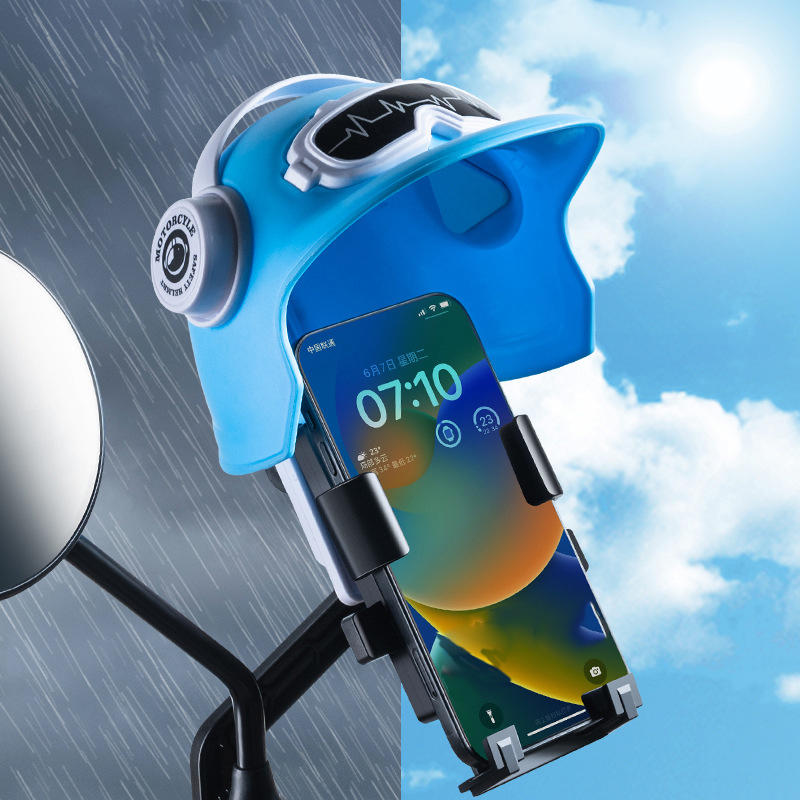 Creative Small Helmet Sunscreen Phone Stand Sunshade Umbrella Phone Bracket Mobile Phone Holder for Motorcycle Bike Accessories