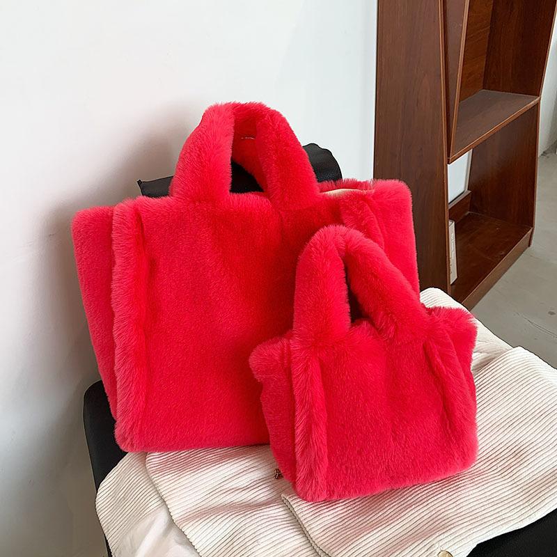 Large Plush Tote Faux Fur Shoulder Bag Winter Fluffy Women Designer Handbags Warm Soft Crossbody Bags for Women Shopper Purses