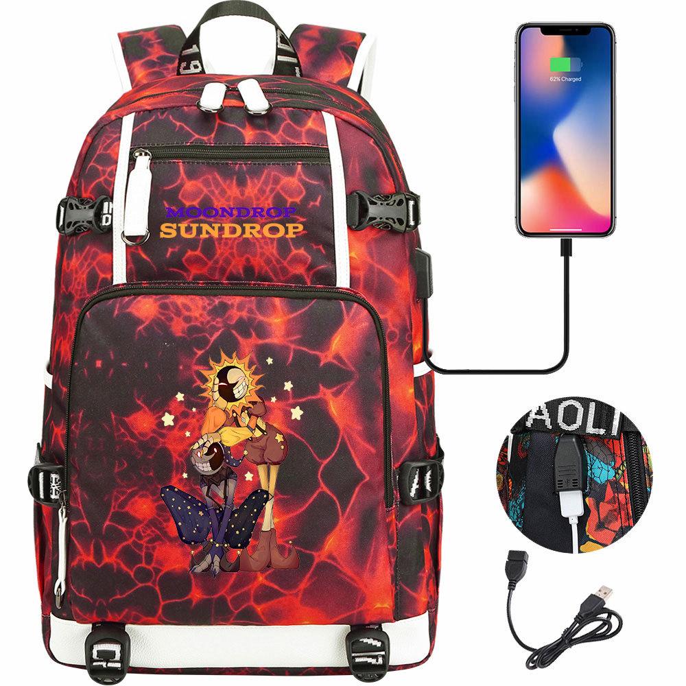 Game Moon Sun Print Teen Student Backpack Unisex Casual Large Capacity Travel Bookbag