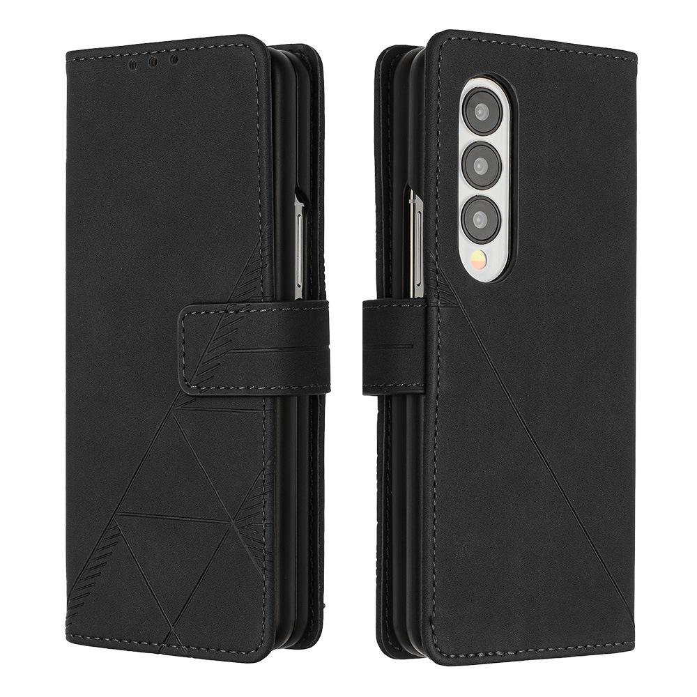 Кожаный чехол-кроссбоди для Samsung Z Fold 5 со слотом для карт и подставкой