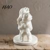 Gift for Dog Owners 3D Printed And Owner Figurine, Minimalist Bulldog Girl Statue, White Sculptures Healing Hugging Pet Sculpture Home Office Tabletop