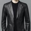 Leather Sheepskin Suit Collar Crocodile Jacket Men's Leather Leather Suit Collar Casual Jacket