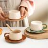 250ml Ceramic Coffee Cup and Saucer Set Milk Tea Cups Oatmeal Breakfast Cups Office Water Cup Milk Mug Afternoon Tea Mug Teacup