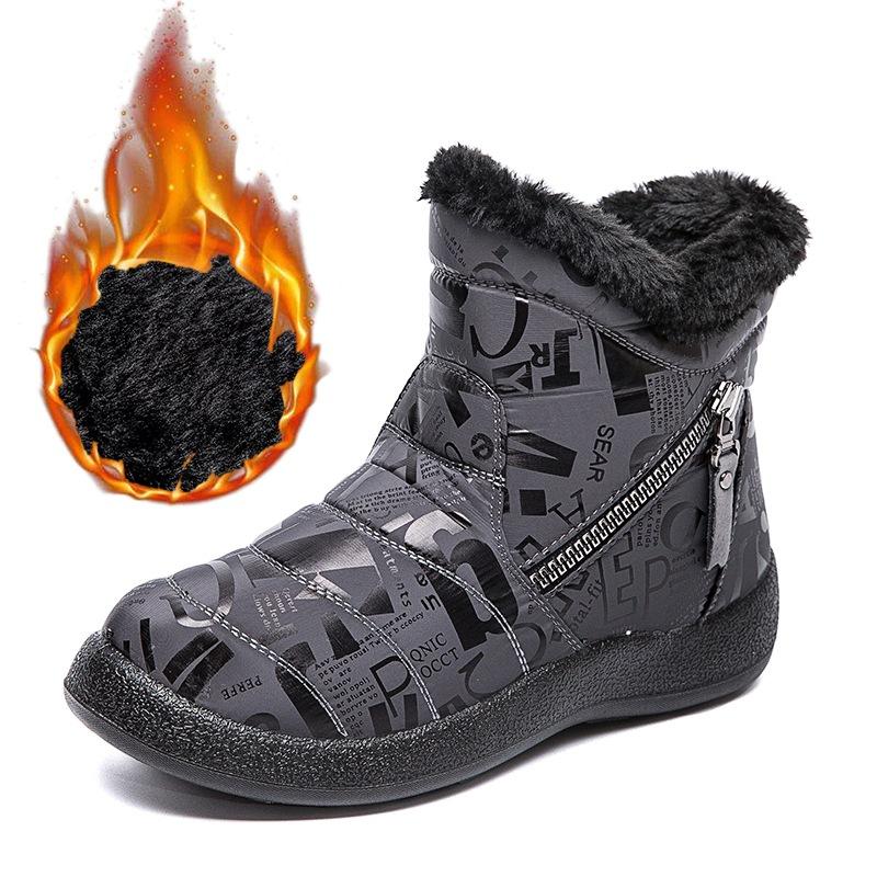 Зимние сапоги с двойной молнией, женские короткие зимние сапоги большого размера, теплые хлопковые сапоги