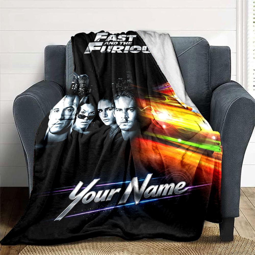 Name Custom Car Racing Fast Furious Print Flannel Blanket High Quality Warm Comfortable Cover for All Seasons Perfect for Gifts Home Decor