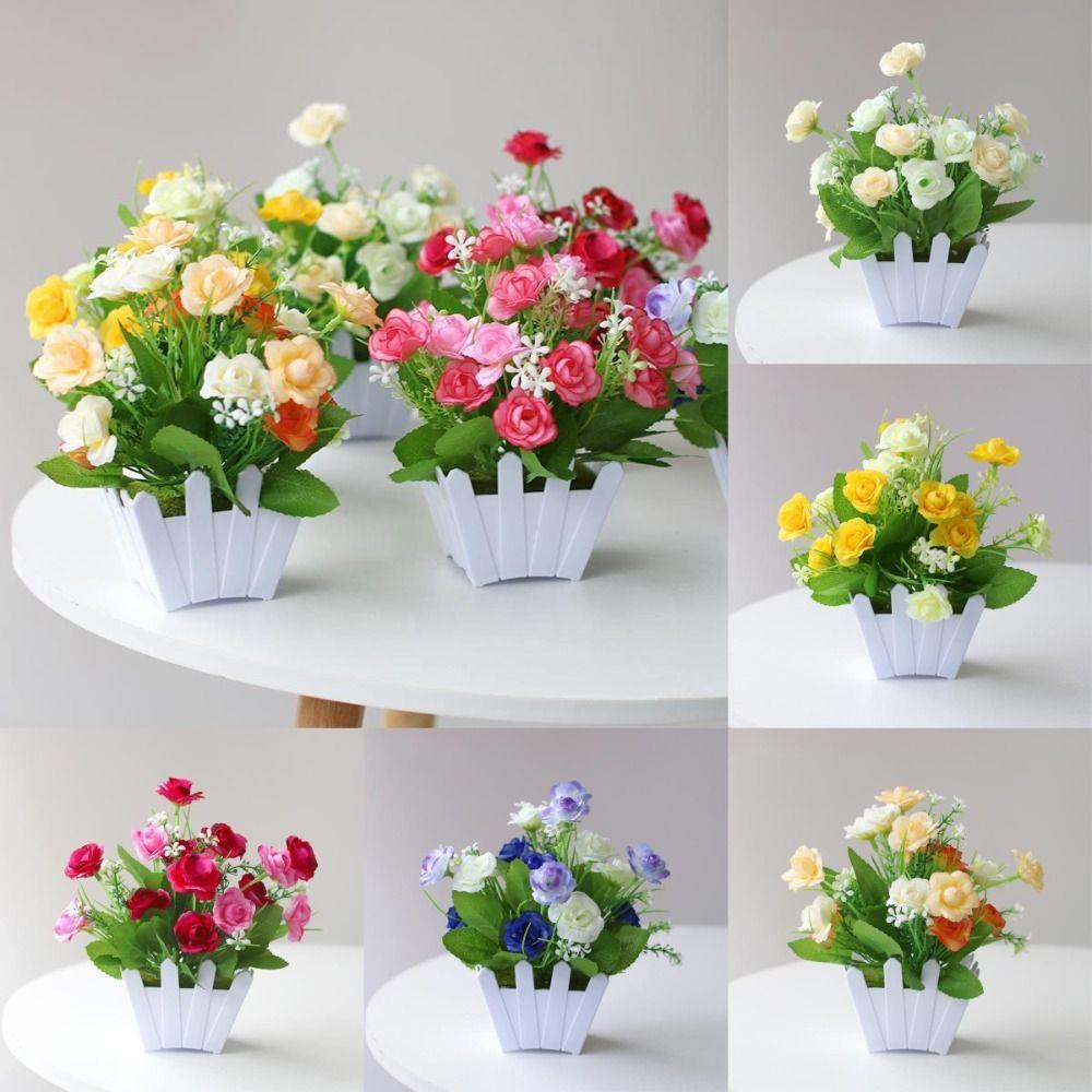 Fence Artificial Potted Flowers Simulation Bonsai New Plastic Fake Flower Living Room Ornaments