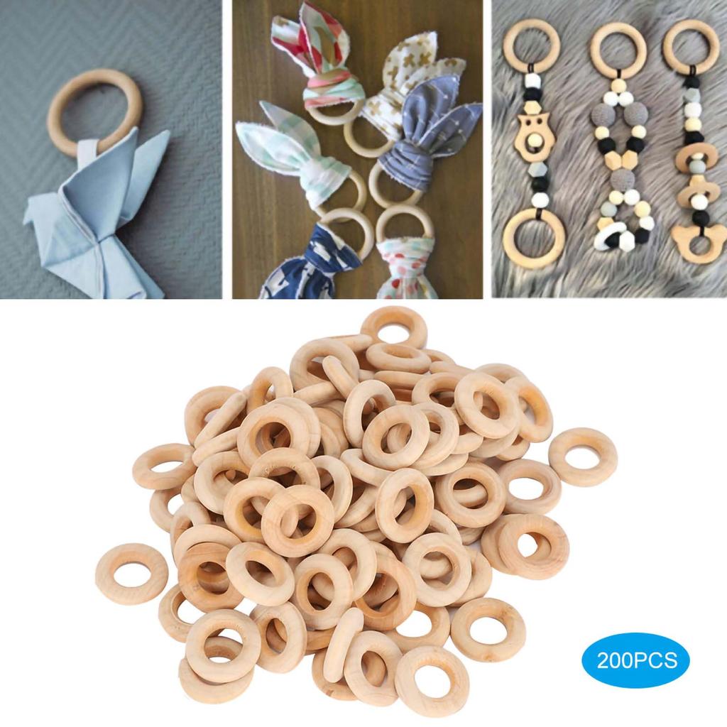 200pcs 20mm Natural Wooden Ring Jewelry Necklace Bracelet DIY Crafts Accessory