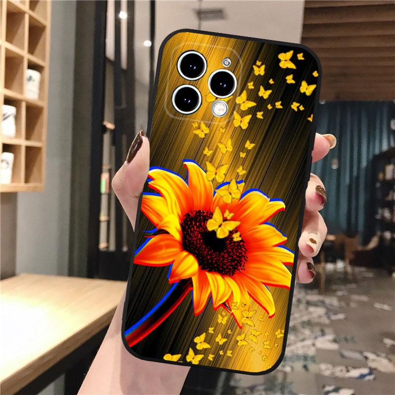 Чехол для телефона Sunflower Butterfly для iPhone 15 14 Pro Max 13 12 11 Pro Max XSMax XR 12 13 mini 14 Plus Shell