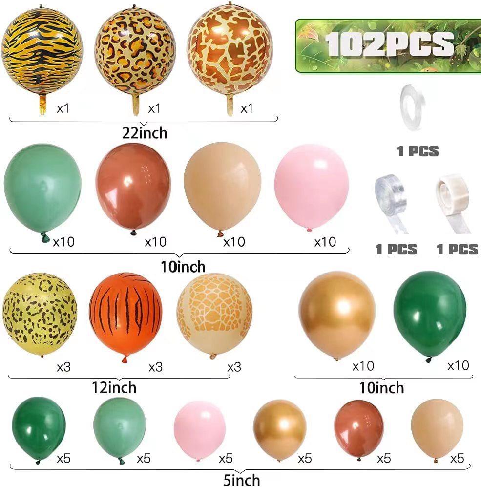 Тема джунглей Леопардовый принт Алюминиевая фольгированная гелиевая шарик Отпечаток ноги Набор для детской вечеринки по случаю дня рождения Декоративные принадлежности