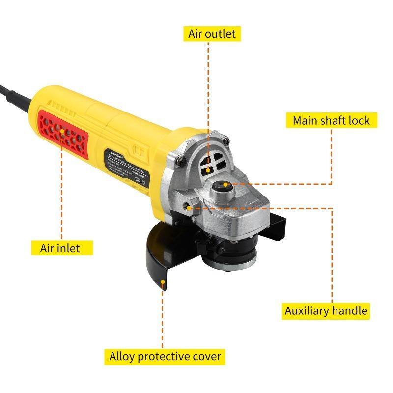 AC 220V Heimerdinger 1100W 10000RPM Brushless Angle Grinder with Quick-Change Blade, Alloy Cover & Auxiliary Handle