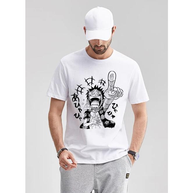 Nika Luffy Gear 5 ONE PIECE Anime Men Women Summer T-shirt Oversized Harajuku Oversized Retro Short-sleeved Casual Comfort Y2k