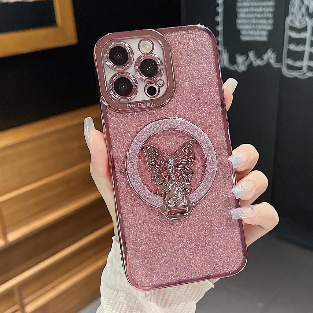 Подходит для Apple 16 Гальванизированный Глиттер для глаз Подставка-бабочка Чехол для телефона, Противоударный Защитный чехол для iPhone15promax