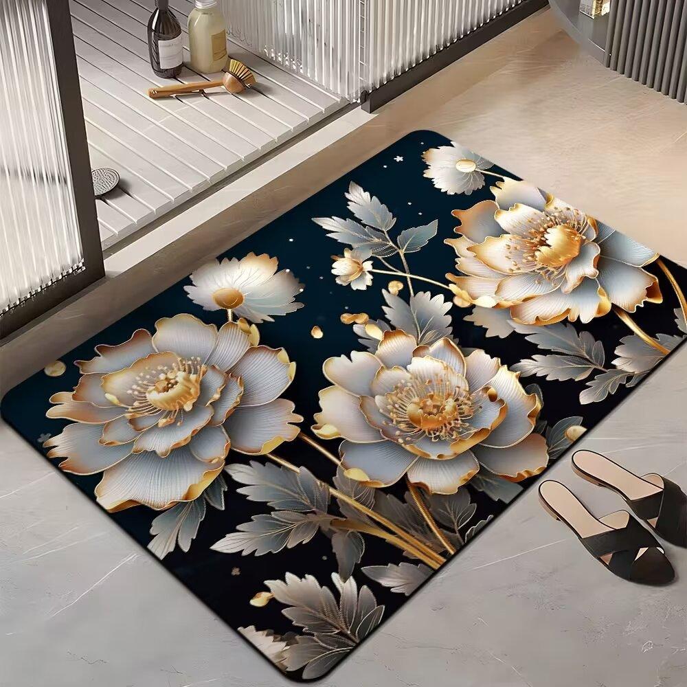 Ins Light Luxury Home Коврик для ванной комнаты Впитывающий нескользящий Простой в уходе Мягкий коврик для двери ванной комнаты Быстросохнущий коврик