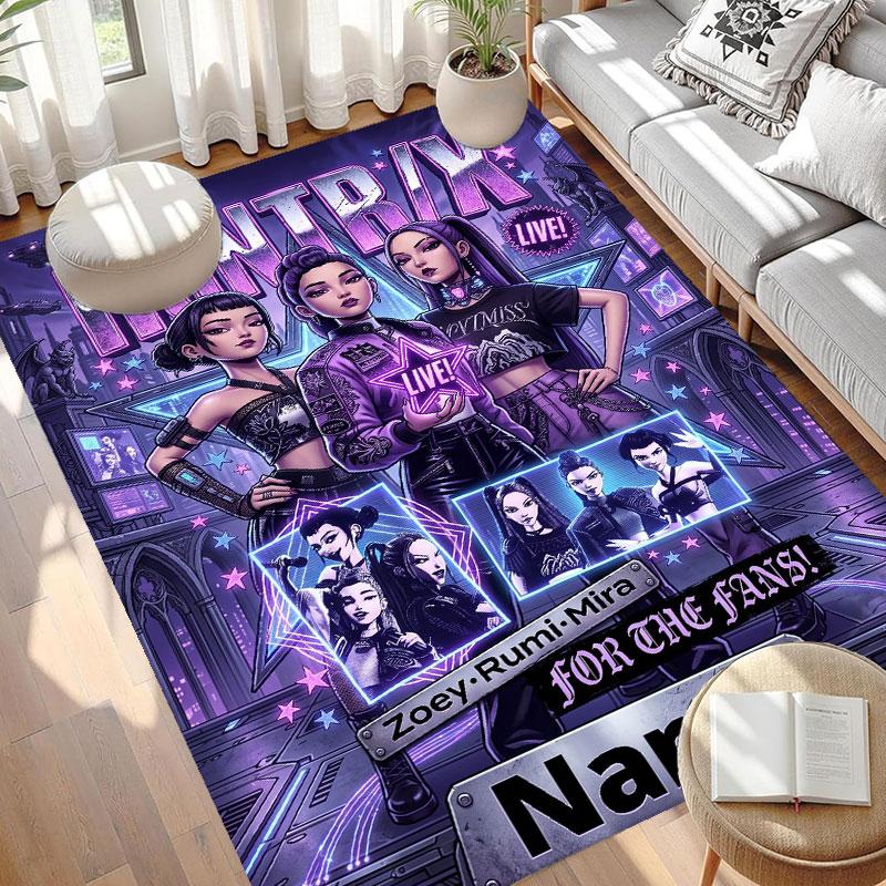 Custom Name Personalized Kpop Demon Hunter Print Carpet, Versatile Home Decor Rug, for Playroom, Apartment, Balcony, Entryway, Hallway Gift