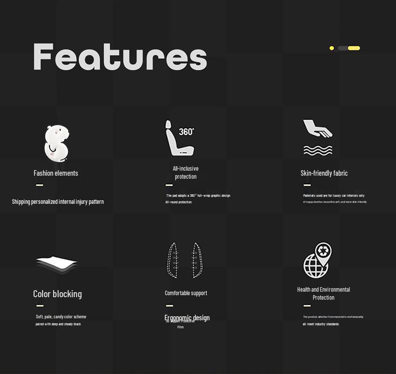 Car Seat Cushion - Universal Leather Cartoon Design for Emgrand Binrui, Xingrui, Vision, Boyue, Haoyue (5-Seater)