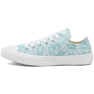 Chuck Taylor All Star Цветочный Текстиль Винтажные Нескользящие Износостойкие Низкие Кеды Женские Бледно-голубые