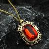 Shinny Ruby Necklace Red Stone Glossy Gold Color Pendant Adornment Vintage Jewelry Zinc Alloy Accessories for Fans Gift