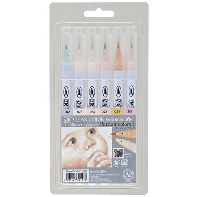 Набор ручек Kuretake ZIG Clean Color Real Brush 6 цветов - Портретные цвета II B-6000AT/6VD