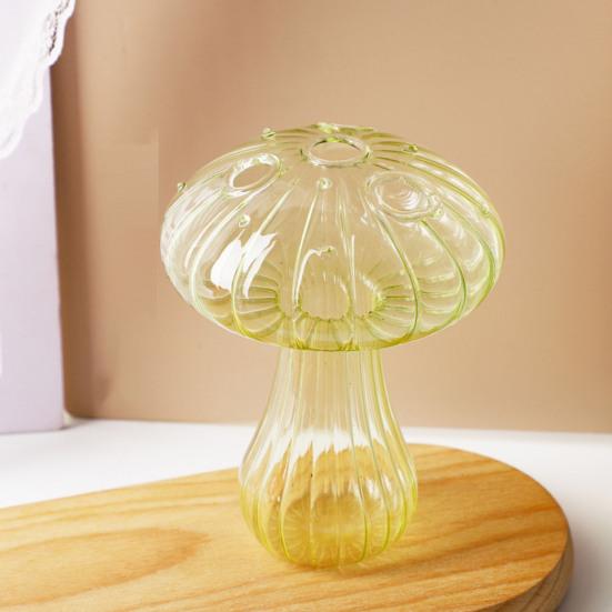 Flower Vase Adorable Mushroom Shape Transparent Glass Planter Unique Plant Propagation Station for Home Decoration