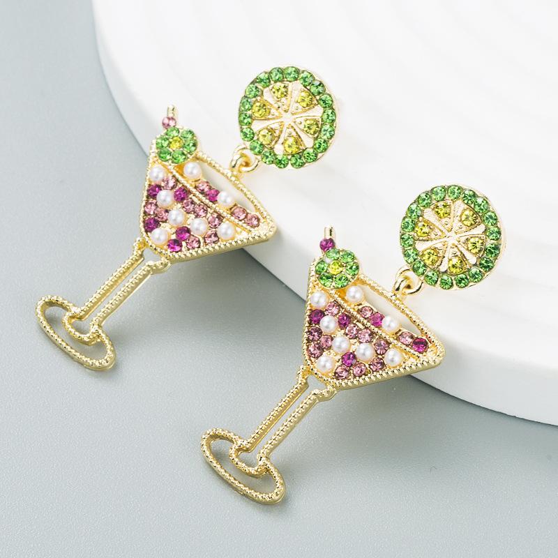 Женские забавные серьги-подвески из титанового стального сплава, акриловые красочные хрустальные коктейльные серьги с геометрическим узором для ушей