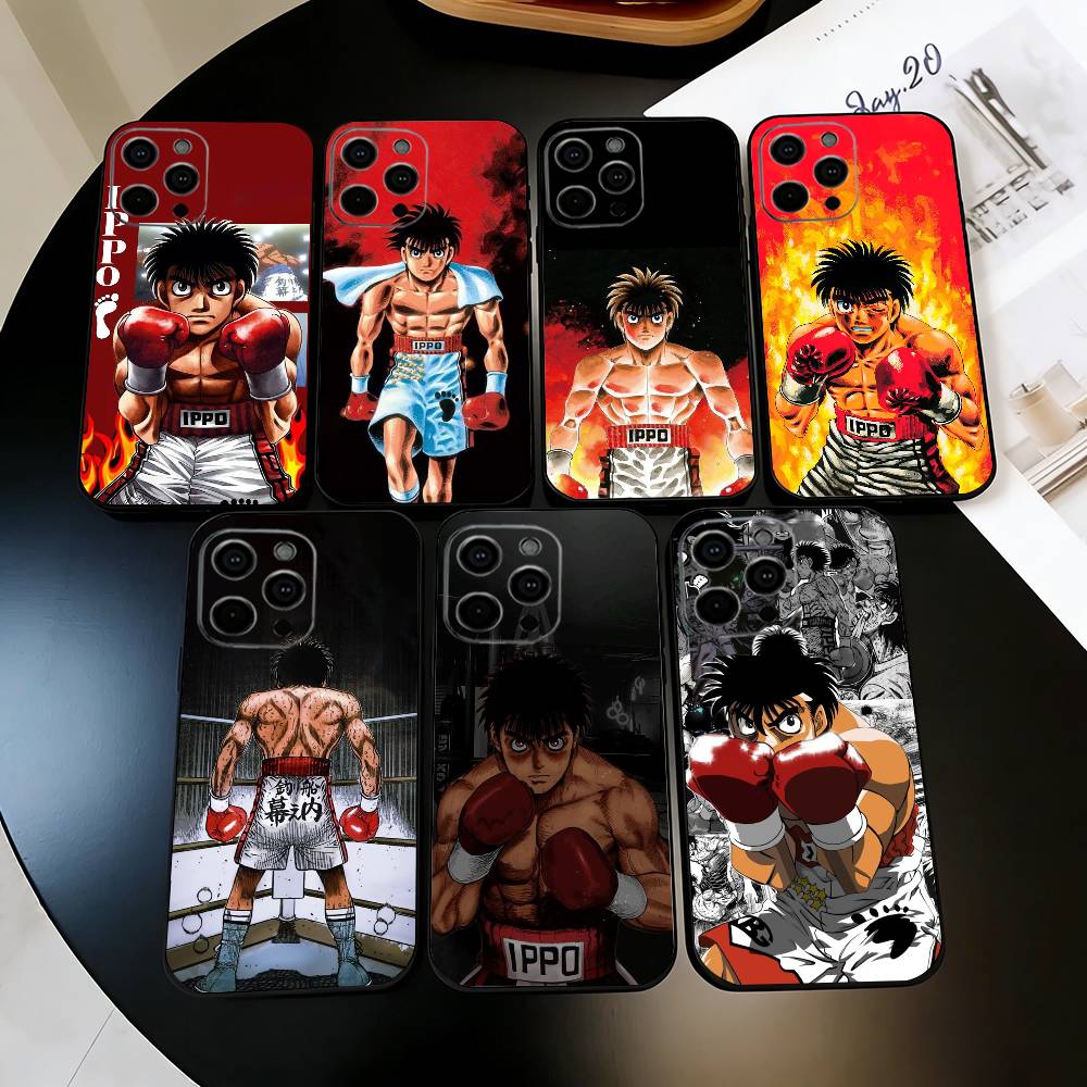 Чехол для телефона B-boxing H-H-Hajime no I-Ippos Для iPhone 17, 16,15,14,13,12,11 Plus,Pro Max, Другие Мягкий Черный Чехол