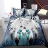 Wolf Dreamcatcher Duvet Cover Set Full Size Indian Dreamcatcher Animal 3D Bedding Set Exotic Style Bohemia Comforter/Quilt Cover