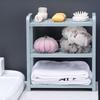 Blue/Pink/White Three-Layer Storage Rack Adjustable Plastic Desk Shelves Organizing Bathroom