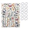 Занавеска для душа с 12 крючками, растительный принт, ретро-пасторальный стиль, естественная красота