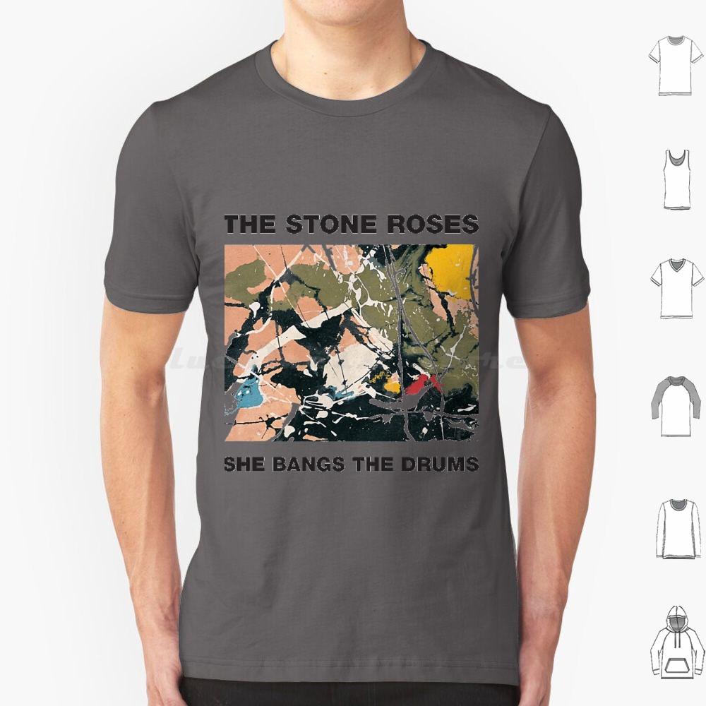 Trending She Bangs The Drums T Shirt Big Size 100% Cotton The Stone Roses Stone Roses The Stone Roses Galaxy Stone Madchester