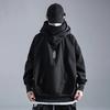 Men Autumn Loose Fit Sweatshirt Hooded Stand Collar Long Sleeve Hoodie Front Pocket Solid Color Pullover Tops Streetwear