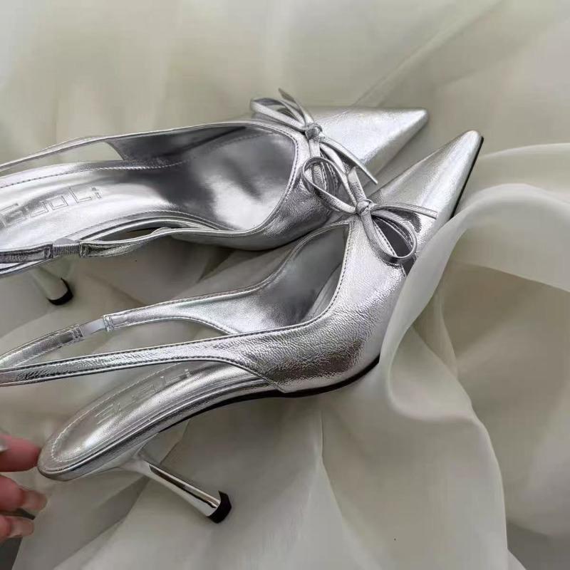 Мода Новый Стиль Популярные Летние Слипоны На Высоком Каблуке Женские Сандалии Мода Сандалии Женские для Вечеринок Стриптиза с Задником и Бантом-бабочкой